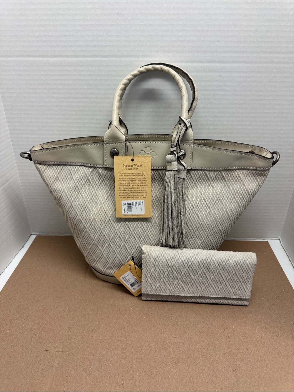 Patricia Nash Diamond Woven Emiliano Leather Tote Bag and Matching Wallet